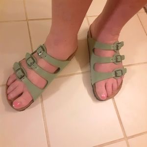 Birkenstock Green Suede Sandals. Style: Florida. American Size 8. Pre-owned.